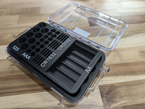 Pelican 1040 Battery Organizer Insert (3MF File) – AA, AAA, CR123, CR2032, CR1632